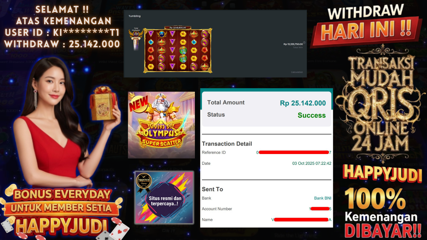 HAPPYJUDI JACKPOT SLOT GATES OF OLYMPUS SUPER SCATTER